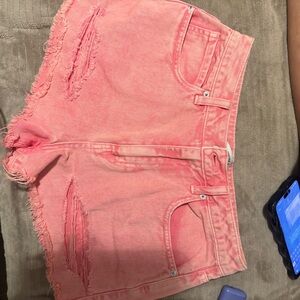 Forever 21 Pink Distressed Jean Shorts